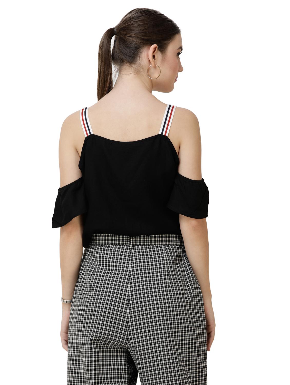 cold shoulder solid crop top - 16798879 - Zoom Image - 3