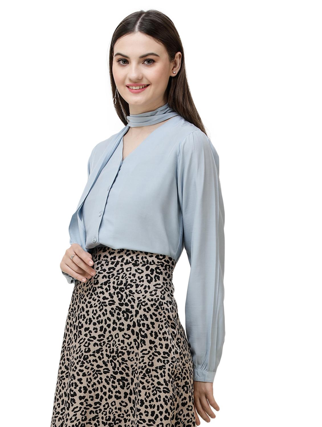 tie up neck long sleeved shirt - 16798917 - Zoom Image - 2