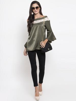 lace insert bell sleeved top - 16799130 - Standard Image - 4