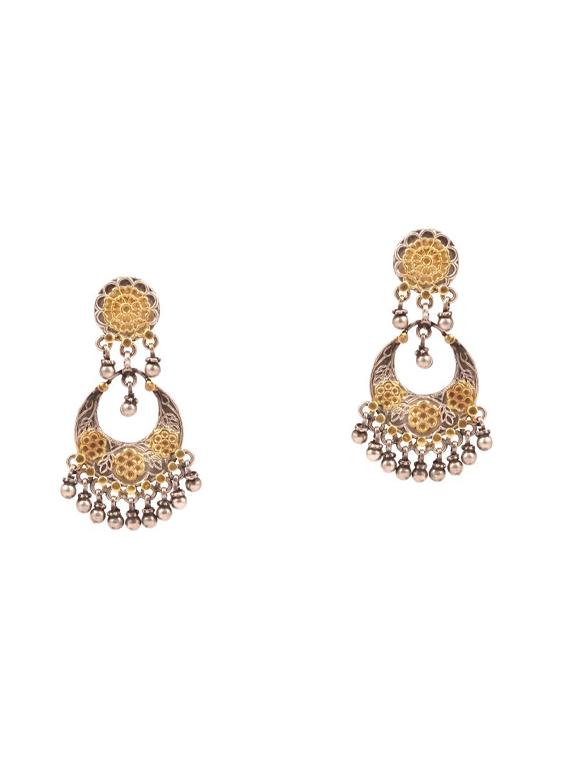gold silver drop earring - 16799377 - Zoom Image - 1
