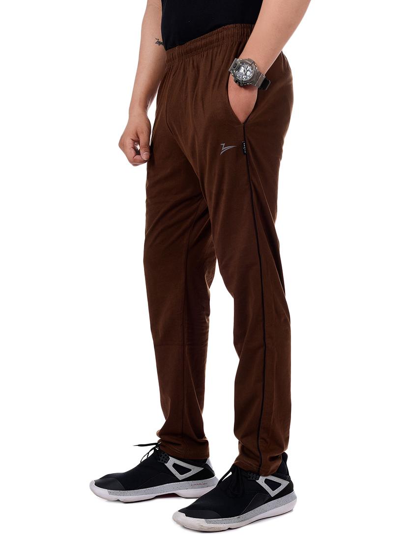 brown solid full length track pant - 16799745 - Zoom Image - 2