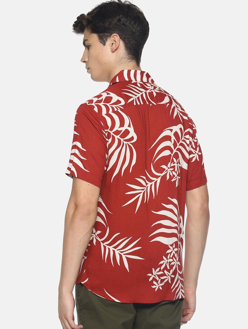red tropical printed casual shirt - 16799806 - Zoom Image - 3