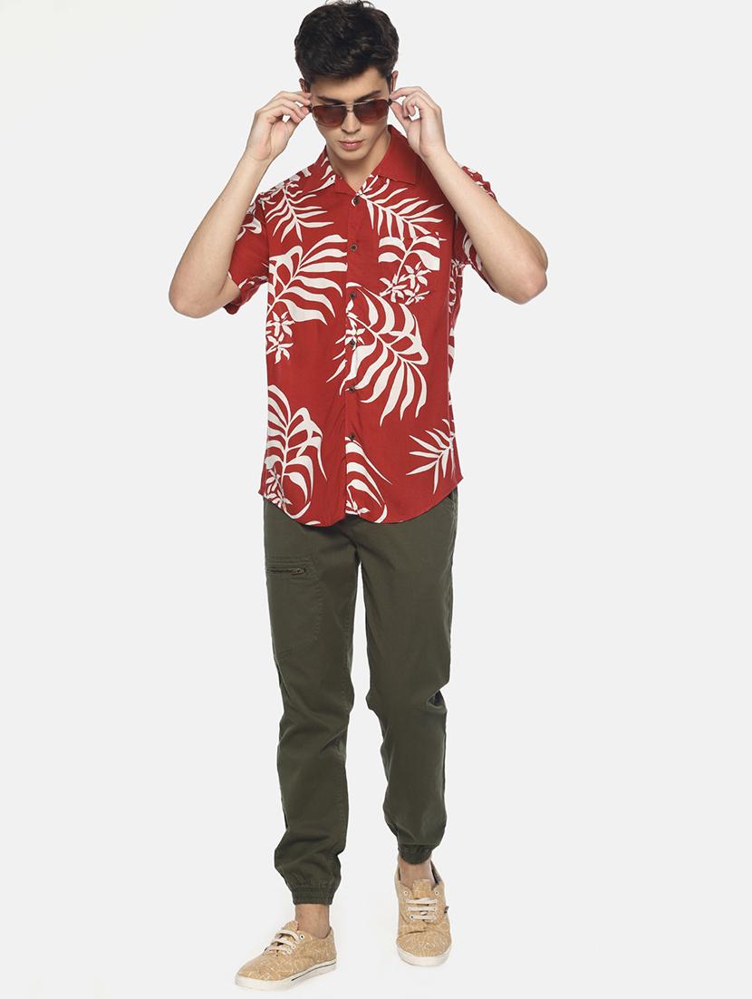 red tropical printed casual shirt - 16799806 - Zoom Image - 4
