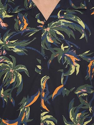 navy blue tropical printed casual shirt - 16799808 - Standard Image - 5