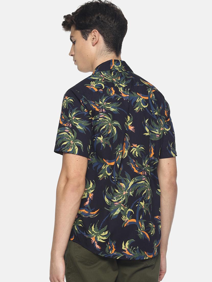 navy blue tropical printed casual shirt - 16799808 - Zoom Image - 3