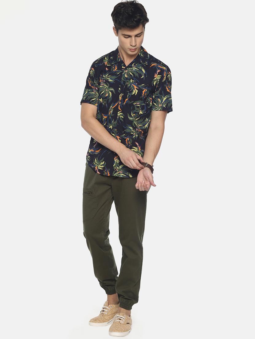 navy blue tropical printed casual shirt - 16799808 - Zoom Image - 4