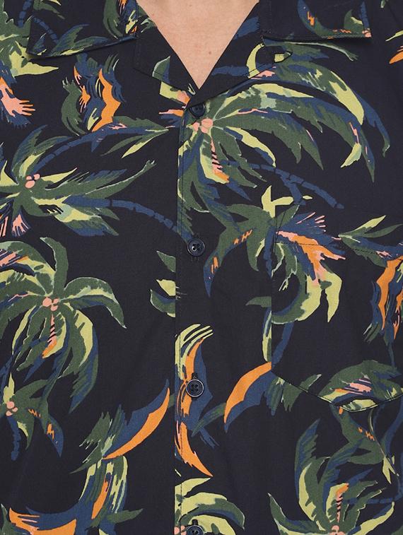 navy blue tropical printed casual shirt - 16799808 - Zoom Image - 5