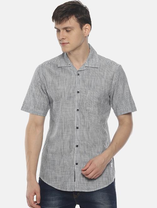 grey striped casual shirt - 16799817 - Standard Image - 1