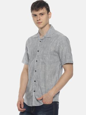 grey striped casual shirt - 16799817 - Standard Image - 2