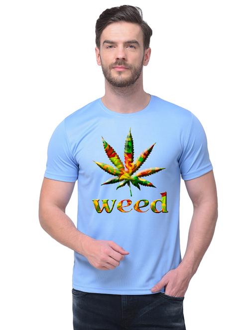 light blue chest print t-shirt - 16799830 - Standard Image - 1