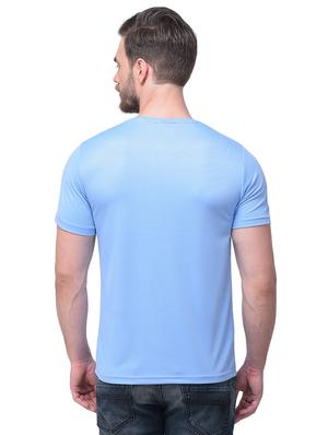 light blue chest print t-shirt - 16799830 - Standard Image - 2