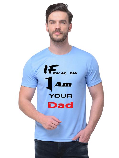 light blue typographic chest print t-shirt - 16799833 - Standard Image - 1
