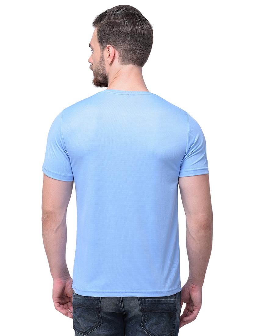 light blue typographic chest print t-shirt - 16799833 - Zoom Image - 2