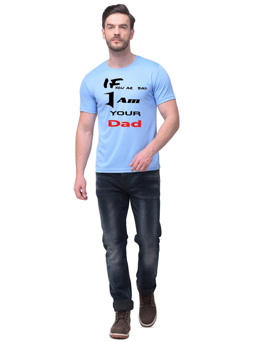 light blue typographic chest print t-shirt - 16799833 - Zoom Image - 3