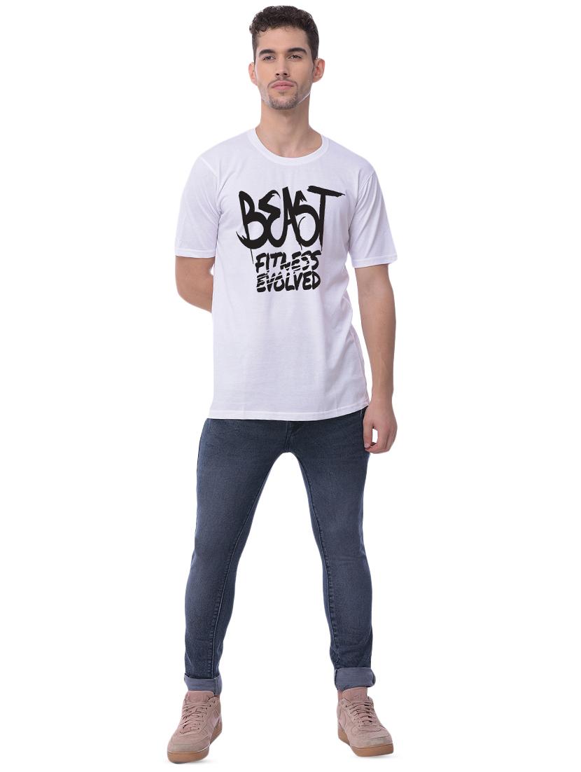 white typographic chest print t-shirt - 16799842 - Zoom Image - 3