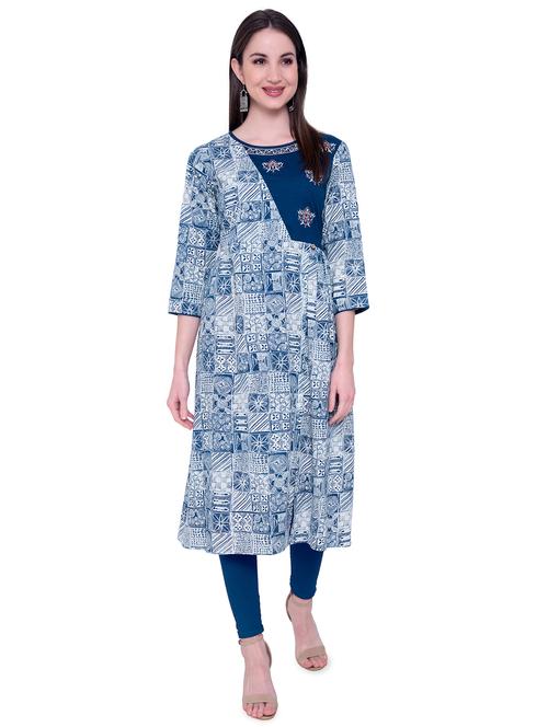 printed a-line kurta - 16800255 - Standard Image - 1
