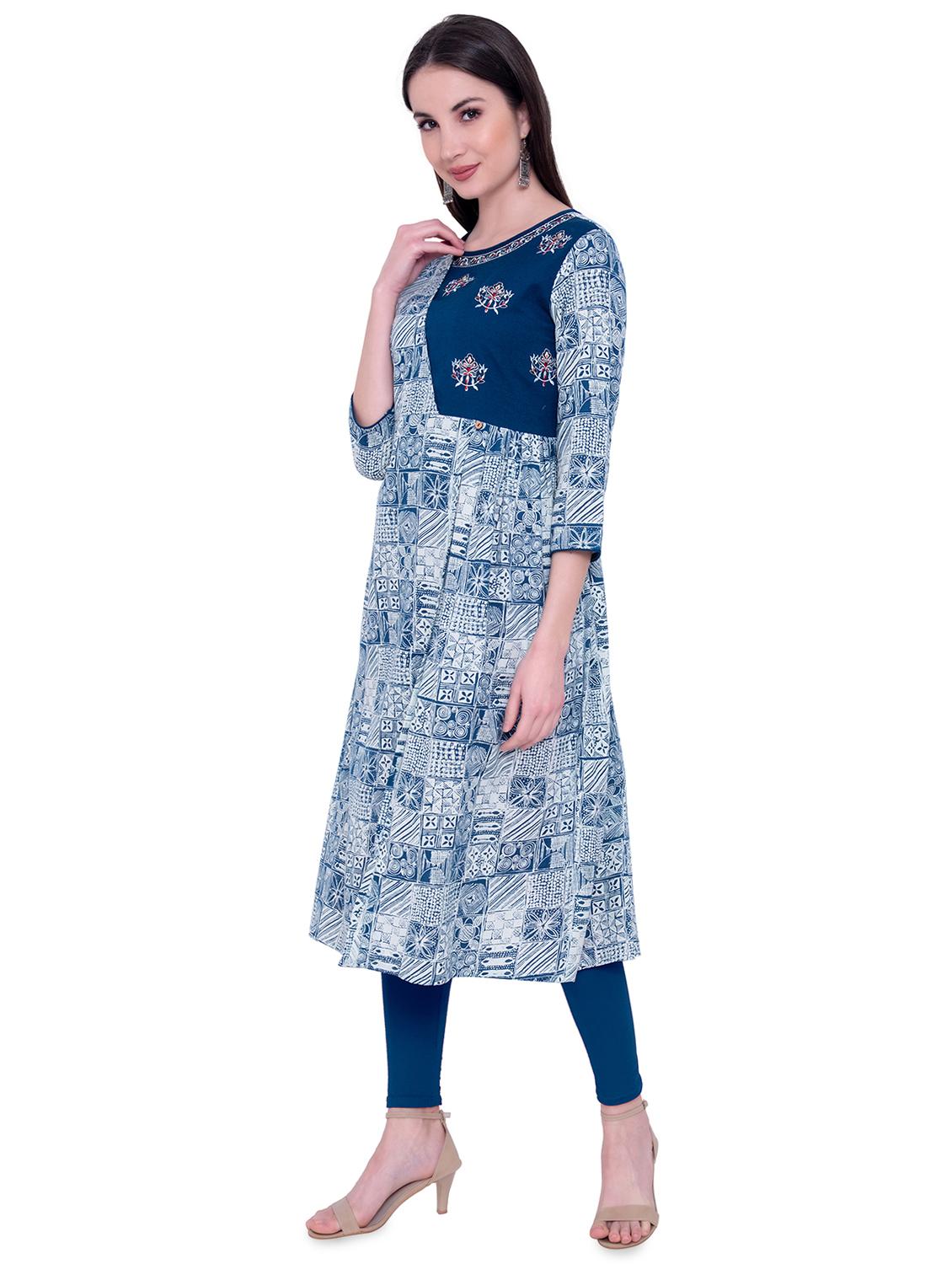 printed a-line kurta - 16800255 - Zoom Image - 2