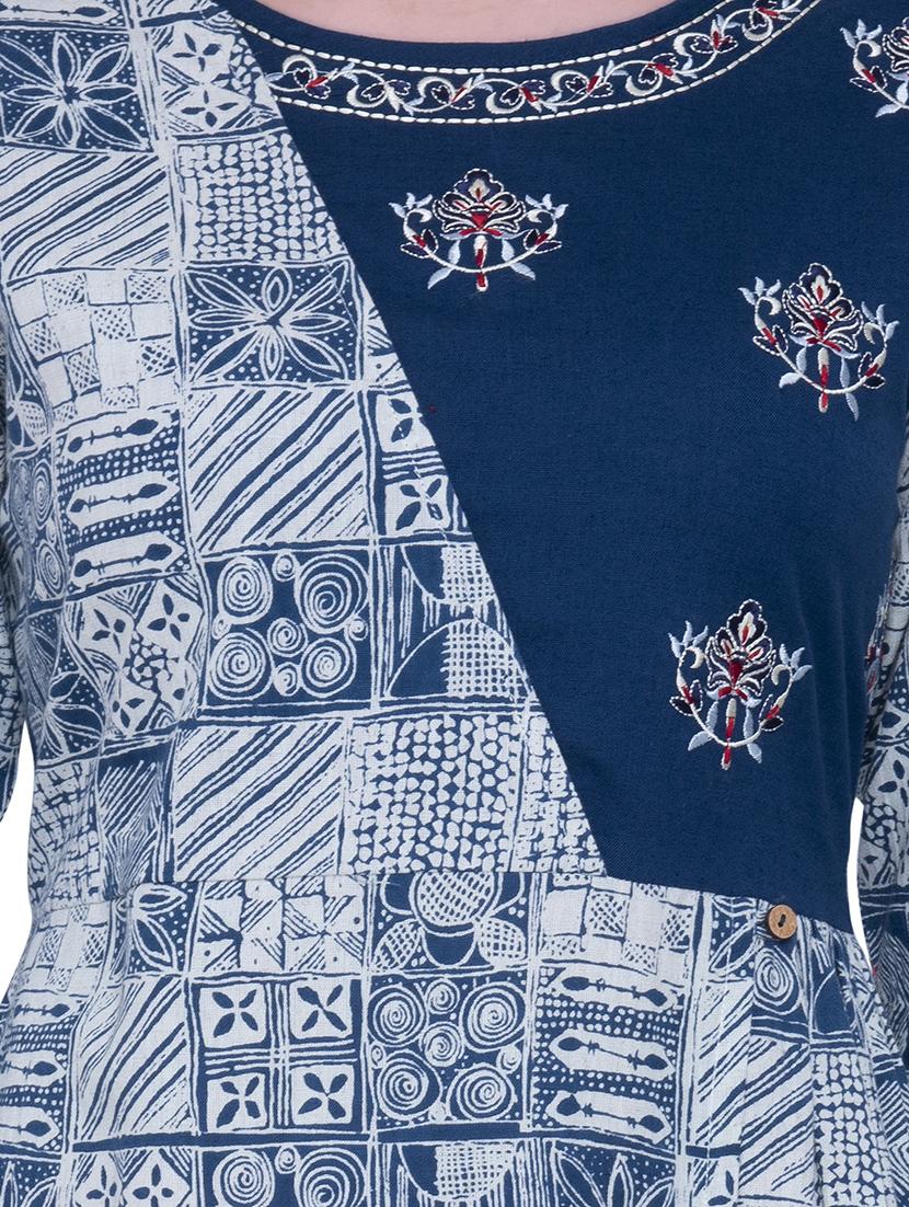 printed a-line kurta - 16800255 - Zoom Image - 4