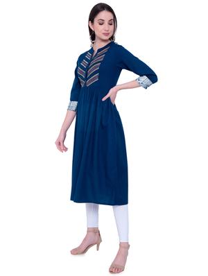 yoke embroidered flared kurta - 16800256 - Standard Image - 2