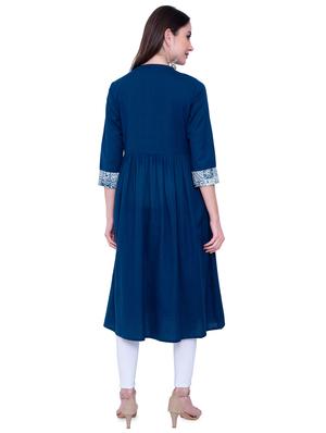yoke embroidered flared kurta - 16800256 - Standard Image - 3