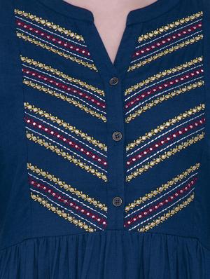 yoke embroidered flared kurta - 16800256 - Standard Image - 4