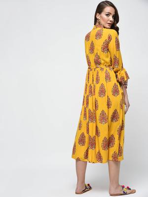 printed flared ethnic dress - 16800516 - Standard Image - 2