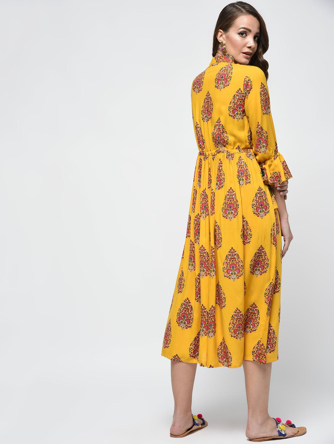 printed flared ethnic dress - 16800516 - Zoom Image - 2