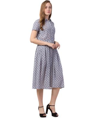 shirt collar floral a-line dress - 16800565 - Standard Image - 2
