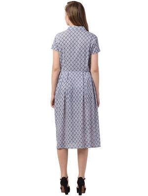 shirt collar floral a-line dress - 16800565 - Standard Image - 3