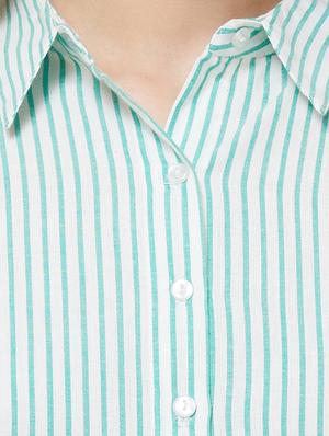 drop shoulder striped shirt - 16800809 - Standard Image - 5