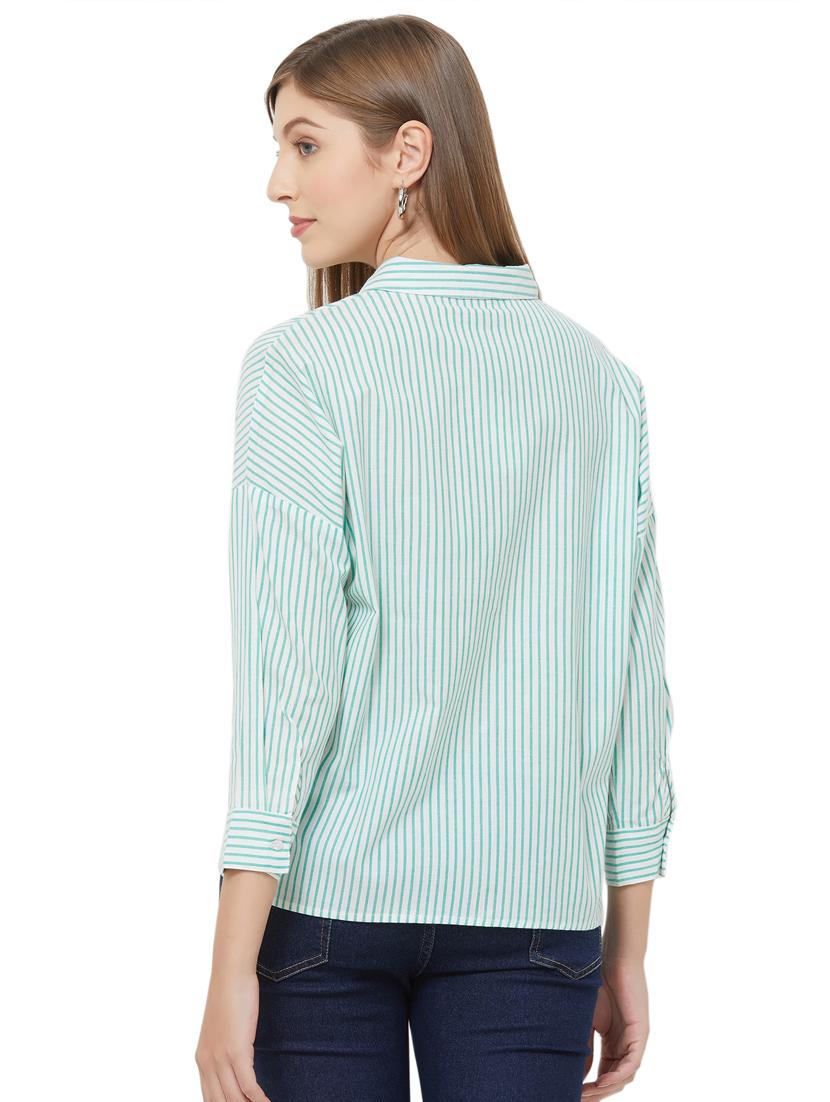 drop shoulder striped shirt - 16800809 - Zoom Image - 3