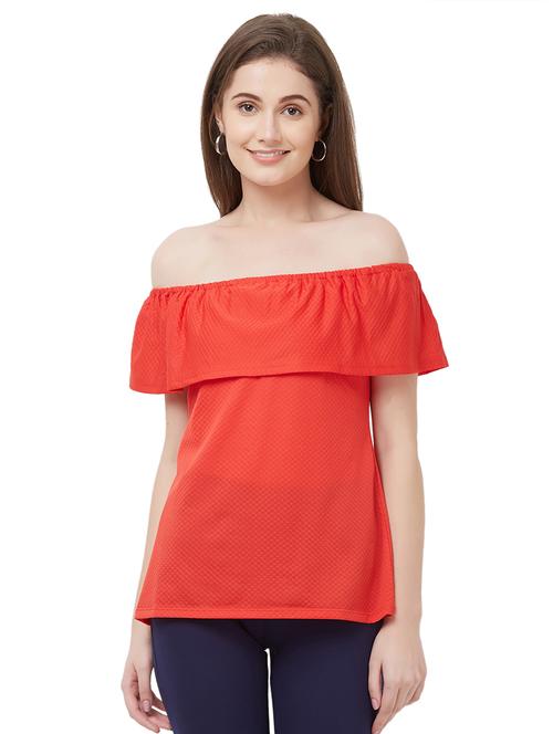 off shoulder solid top - 16800826 - Standard Image - 1