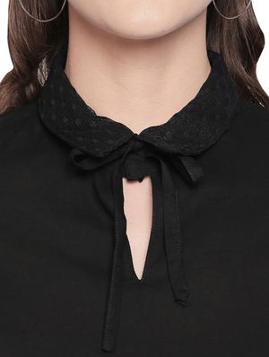 tie up neck dobby bell sleeved top - 16800827 - Standard Image - 5
