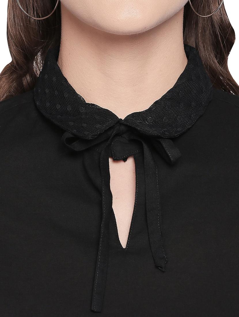 tie up neck dobby bell sleeved top - 16800827 - Zoom Image - 5