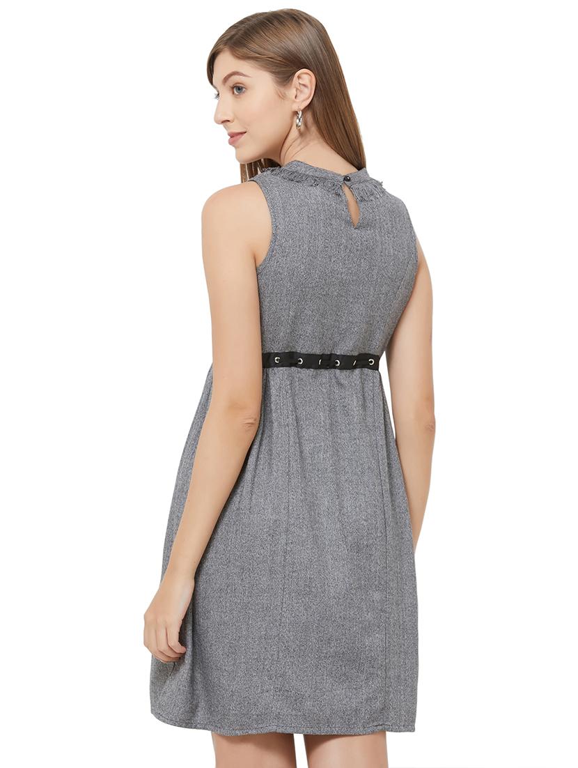 tie front fringe detail a-line dress - 16800835 - Zoom Image - 3