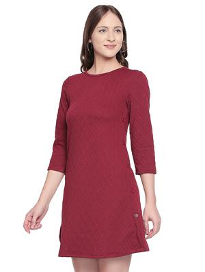 round neck self design a-line dress - 16800839 - Standard Image - 2
