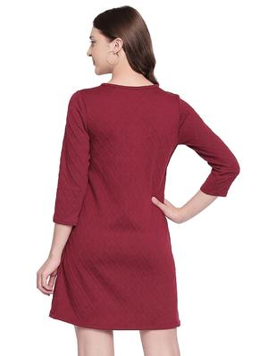 round neck self design a-line dress - 16800839 - Standard Image - 3