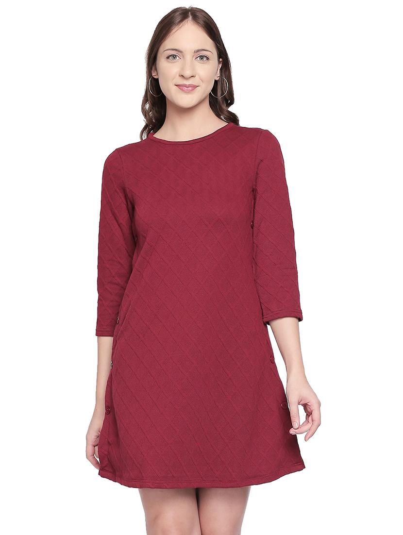 round neck self design a-line dress - 16800839 - Zoom Image - 1