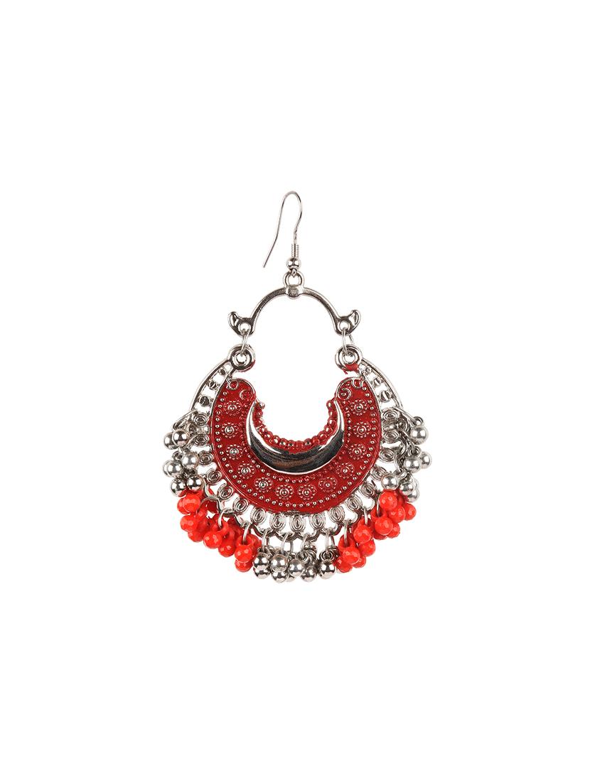 red metal chandballi earring - 16800920 - Zoom Image - 2
