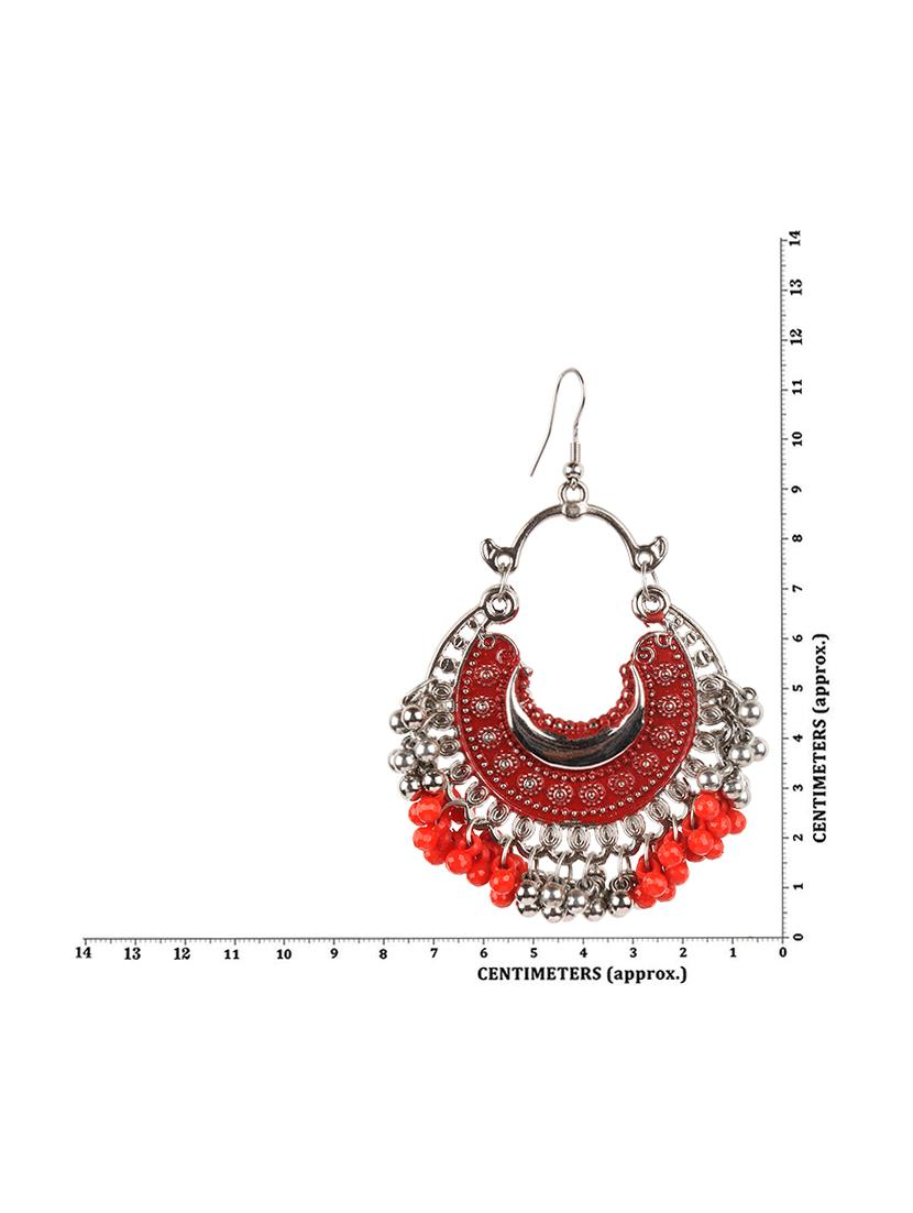red metal chandballi earring - 16800920 - Zoom Image - 3