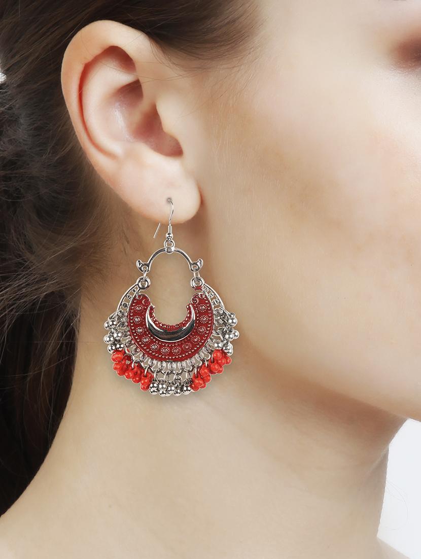 red metal chandballi earring - 16800920 - Zoom Image - 4