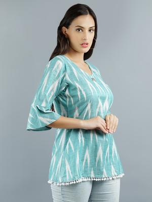 laced hem ikat tunic - 16801009 - Standard Image - 2