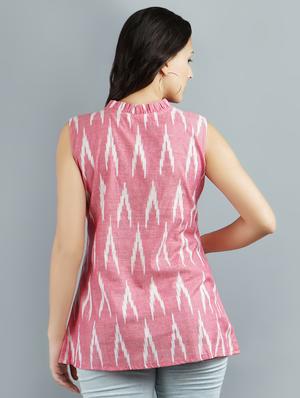 frill detail ikat tunic - 16801010 - Standard Image - 3