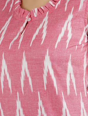 frill detail ikat tunic - 16801010 - Standard Image - 5