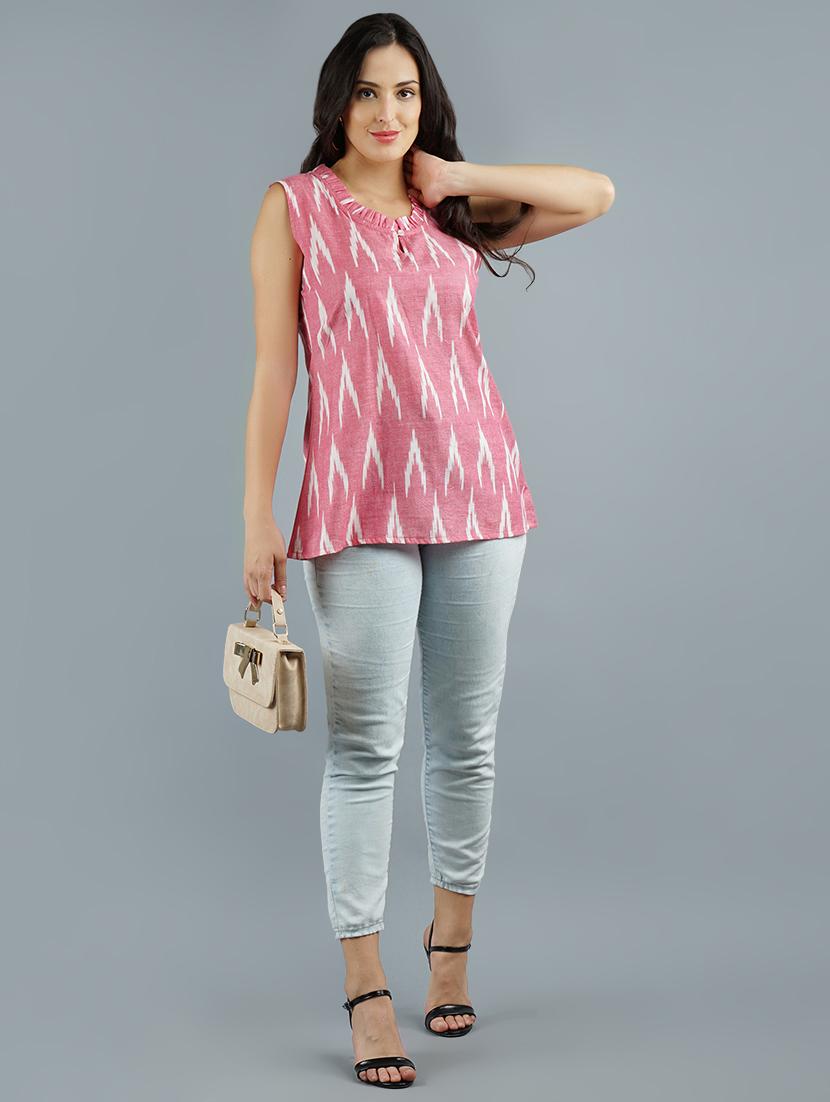 frill detail ikat tunic - 16801010 - Zoom Image - 4