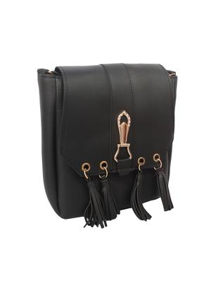 black leatherette regular sling bag - 16801083 - Standard Image - 4