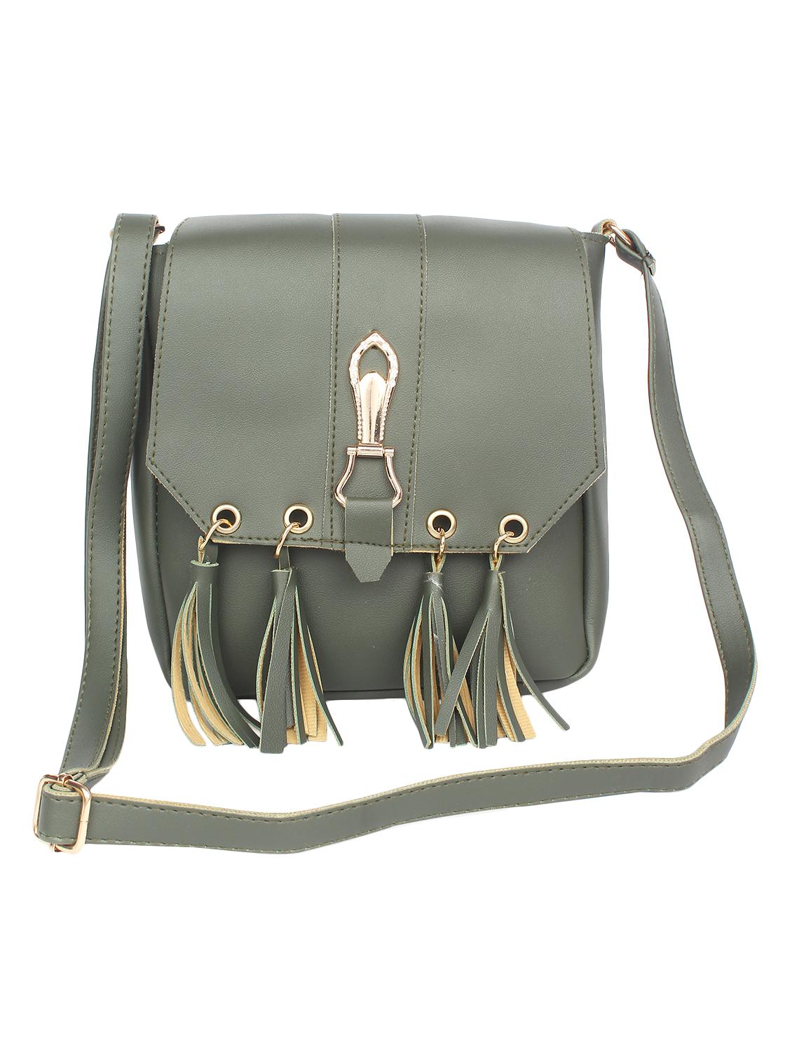 green leatherette regular sling bag - 16801087 - Zoom Image - 1