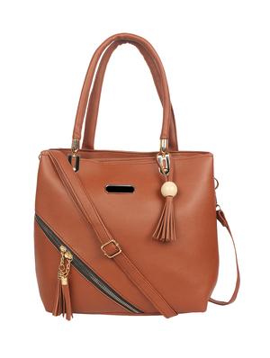 brown leatherette combo handbag - 16801100 - Standard Image - 4