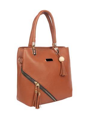 brown leatherette combo handbag - 16801100 - Standard Image - 5