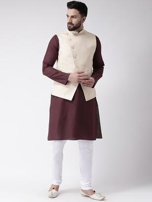 beige solid nehru jacket - 16801110 - Standard Image - 4